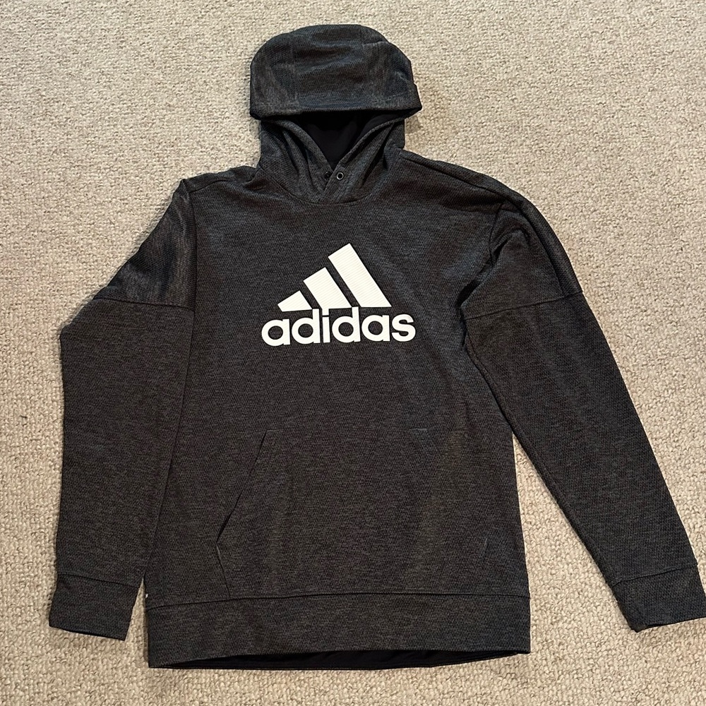 Adidas Men's Charcoal Hoodie with front pocket